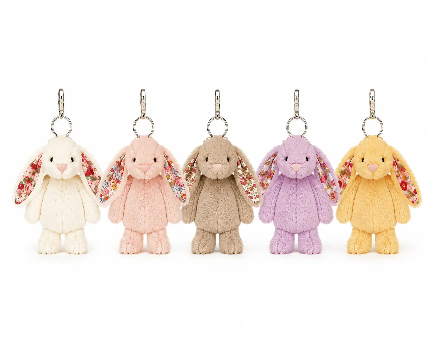 Jellycat Blossom Bunny Bag Charm – Soft Plush Rabbit Keychain, Multiple Colors, Cute Gift for Women, Kids & Teens