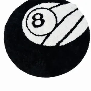 8 Ball Rug - 24 Inch White & Black Hypebeast and Aesthetic Rugs for Bedroom & Living Room