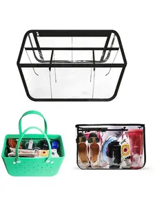 Clear Beach Bag Organizer Inserts, Accessory Divider Pouch, Fits Rubber Tote Bags, Organize and Separate Spaces, All-Season Casual Style