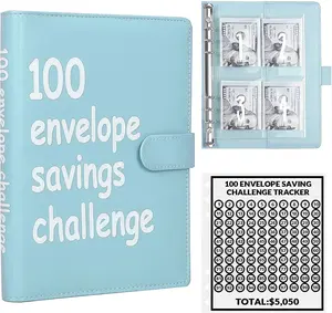 100 Envelopes Money Saving Challenge, Savings Challenges Book with Envelopes & Challenge Tracker, Motivational Process to Save $5050, Money Saving Binder 100 Pocket Pre-numbered