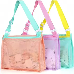 Random Color Mesh Lightweight Build Beach Toy Bag, 3 Counts Shell Collecting Bag, Beach Toy Storage Bag, Storage Organizer for Home & Outdoor Set, Storage Pouch