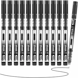 12 Pack Liquid Ink Rollerball Pens, 0.5mm Black Roller Ball Pens Extra Fine Point Quick Dry Liquid Ink Pens for Journaling, Note Taking, Smooth Writing, School & Office Supplies