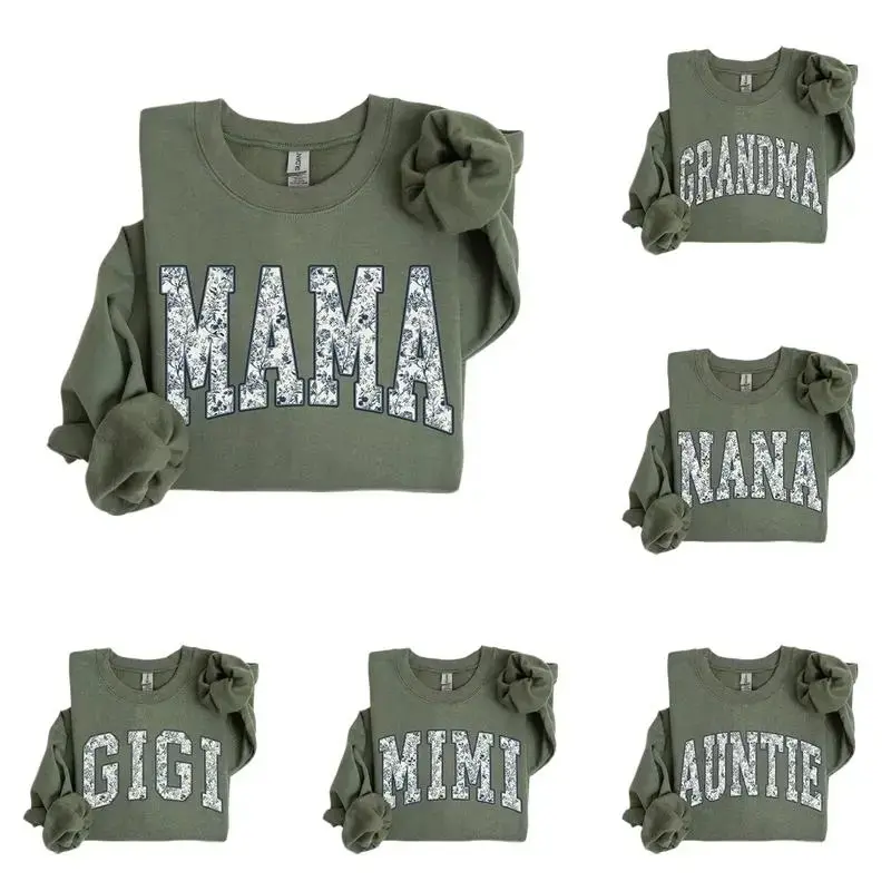 Custom Floral Mama Sweatshirt  Personalized Grandparent Gift  Floral Grandma, Mama, Nana, Auntie, Mimi, Gigi, Mamaw, Gammie Sweatshirt - TrendWear USA