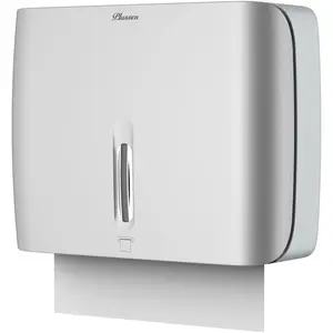 Paper Towel Dispenser Wall Mount Commercial & Home Use ABS Matte Silver Gray with Window Holds 200 C/Z/Multi-Fold Towels Includes Hardware & Key Bathroom Paper Towel Holder