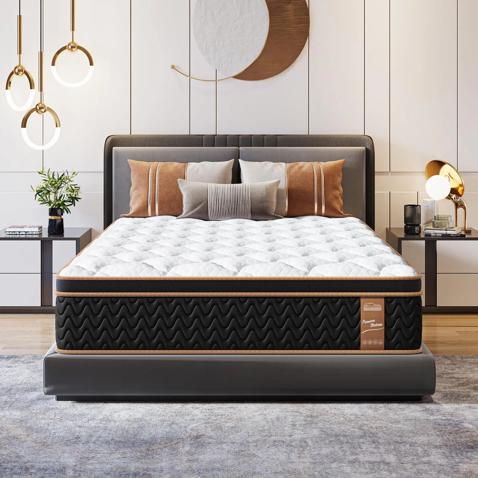 FlexPedic 12'' Hybrid Mattress, Full Queen Bed, Gel Memory Foam & Innerspring, Luxury Ergonomic Modern Home Bedding Restful Soft