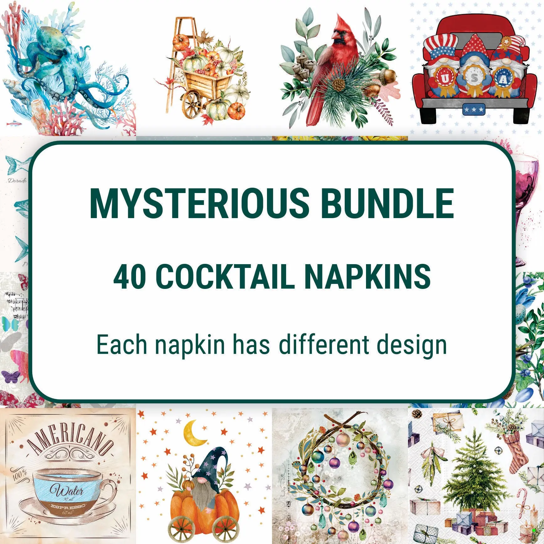 Napkin Bundle - Mysterious - Cocktail Napkin Bundle - Mysterious - Cocktail