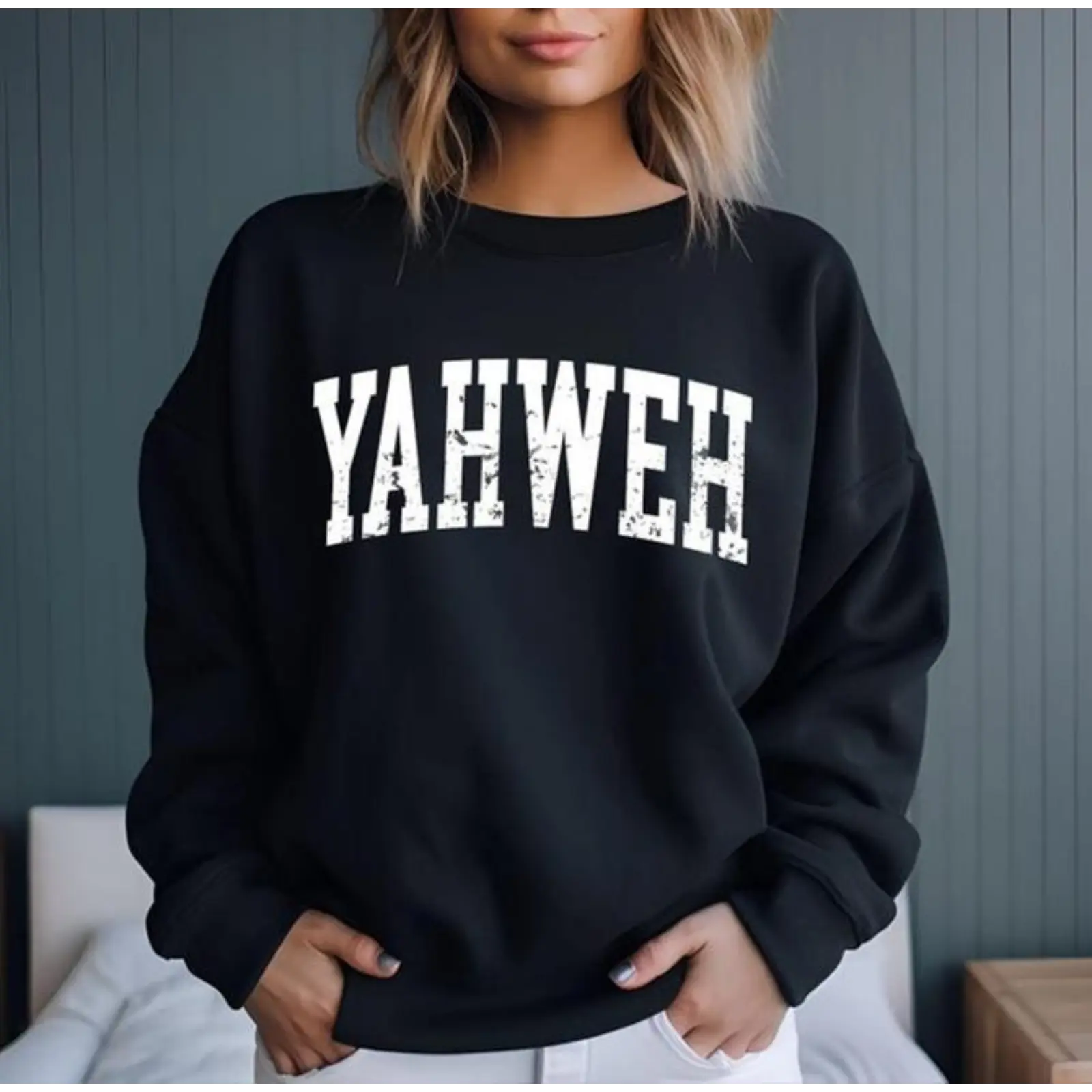Yahweh Christian Sweatshirt | Faith Over Fear Crewneck Hoodie | Spiritual Church Outfit | Prayer Gift for Believers