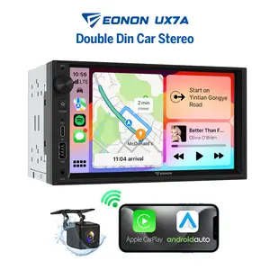 Eonon Double Din Car Stereo, Wireless CarPlay & Android Auto, 7"/10.1" Android 14 Touchscreen, Bluetooth, WiFi, SWC, AM/FM, Free Backup Camera, GPS, Fits Most Cars(Dash Kit & ISO Adapter Cable Not Included, Required for Installation), UX7