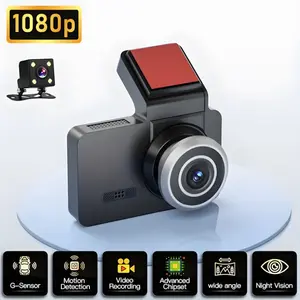 Full HD 1080P Dual Camera Car Dash Cam with Infrared Night Vision, Wide Angle IPS Screen Loop Recording, Automotive Safety & Evidence Device, Rear View Camera