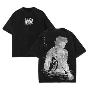 Retro Heavy Limited Baki Hanma Ver3 - Baki Hanma Vs Kengan Ashura Anime Double Printed Vintage  Washed Tee Unisex Oversize Anime Manga Washed Heavyweight Cotton T-shirt, Anime Lover