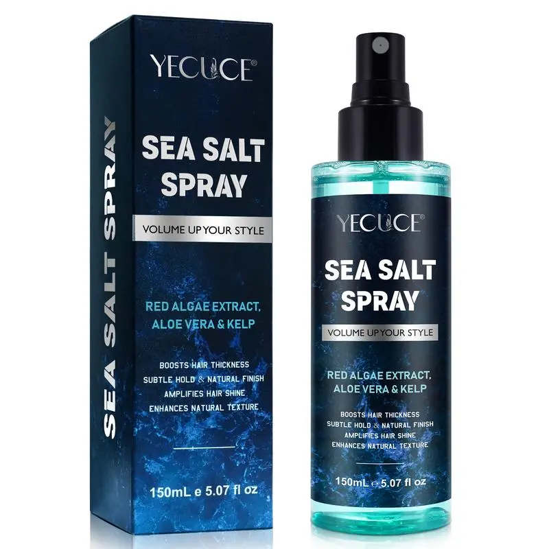 Yecuce Sea Salt Spray with Red Algae & Aloe Vera, Volumizing Hair Mist for Natural Texture and Beachy Waves, Light Hold Haircare for Women & Men, 150ml