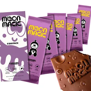 Moon Magic Caramel in Retrograde Vegan Chocolate Bars, Chocolate with No Sugar Added, Low Sugar (1g), Low Calorie (130), Plant-Based, Keto, No Sugar Alcohols, Gluten-Free, Non Dairy, Pack of 6 Bars