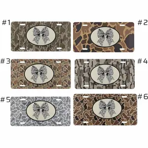 Camo Bow License Plate, Cute Camouflage Vanity Plate, Metal License Plate Frame for Women, Hunting Style Car Tag, Girly Outdoor Auto Plate, Country Girl Truck Tag Gift