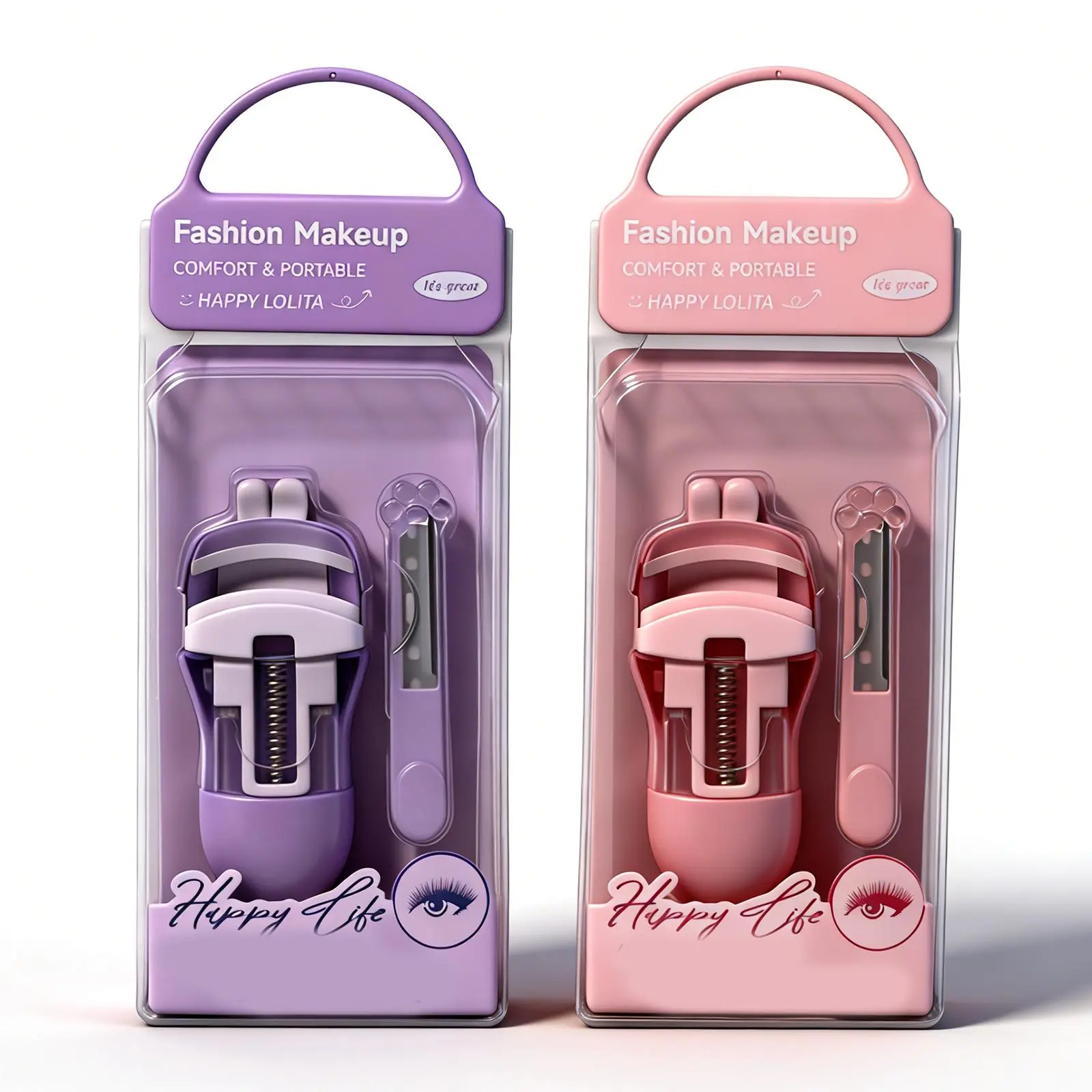 Portable & Lightweight 2-Piece Eyelash Curler & Eyebrow Razor Set - Comfort Grip Lash Curler, Fits All Eye Shapes, 5-Second Natural Long-Lasting Curls, Eye Makeup Tool Kit for Daily Use, Home, Travel, Office, Two Pieces, Natural, Long-Lasting Curled Lashe
