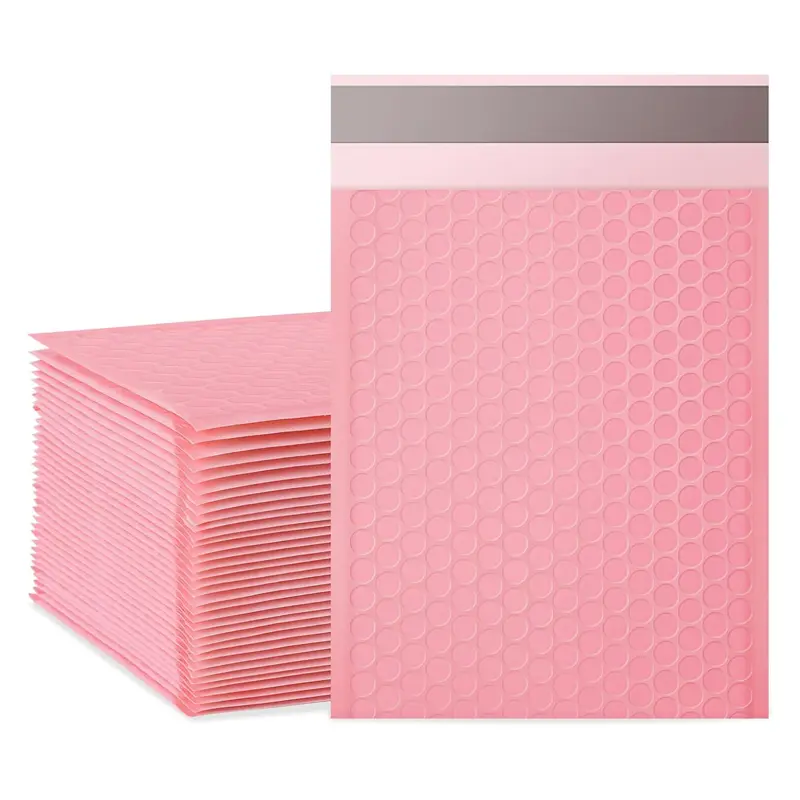 Pink Bubble Poly Mailers, 5x6 in Office Postal Shipping Supplies, 25/50 Count Shockproof Drop-Proof Packaging for Orders & Logistics, Bubble Poly Mailer