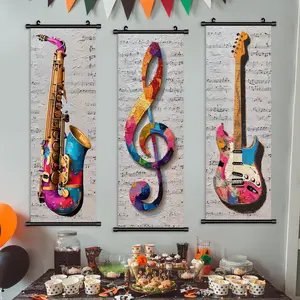 3-Piece Musical Instrument Art Posters, Modern Abstract Art, Colorful Music Lovers Wall Decor, Modern Home Decor, Waterproof Living Room & Bedroom Decoration