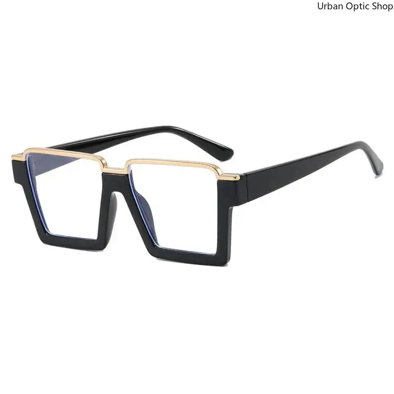 Square Frames Blue Light Blocking Eyewear for Men - Trendy Casual, Retro Full-Frame Oversized Big Frame Non-Prescription Flat Lens Stylish Ins Hip Hop Fashion Glasses, Trendy Casual Eyeglasses