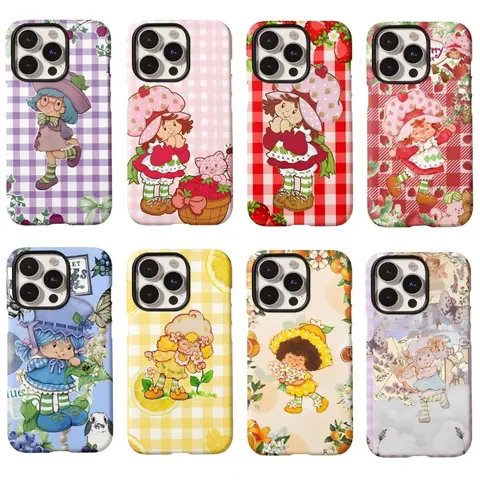 Colorful Strawberry Shortcake Cute Phone Cases For iPhone 18 Promax 17 16 15 14 13 12 11 Pro Plus Air Double Glossy Shells Shockproof Protective Cover Gift for Birthday Christmas