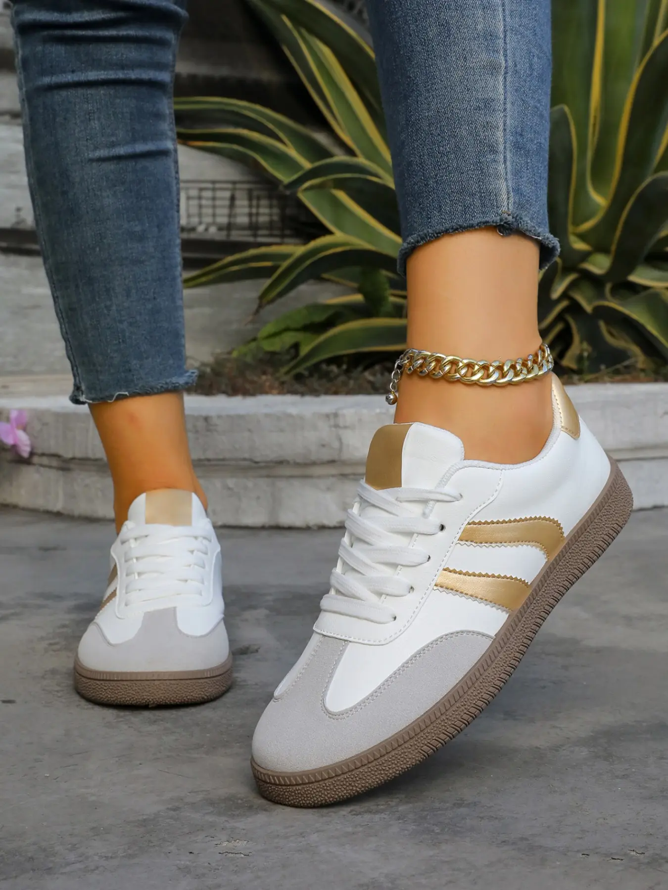 Women's Lace-Up Casual Sneakers, Casual Trainers, Classic Comfortable Soft Walking Shoes, Suitable for Daily Wear and Formal Occasions