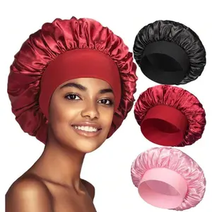 Silk Bonnet for Sleeping Double Layer Satin Adjustable Straps lined Hair Bonnets for Sleeping, reversible hair sleeping bonnet for women Natural curly Hair Outside silk