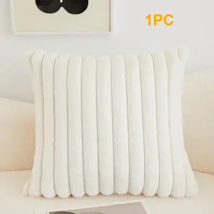 Vertical striped cushion cover, suitable for home sofas and car decoration, plush cushion, soft and comfortable, 1 piece