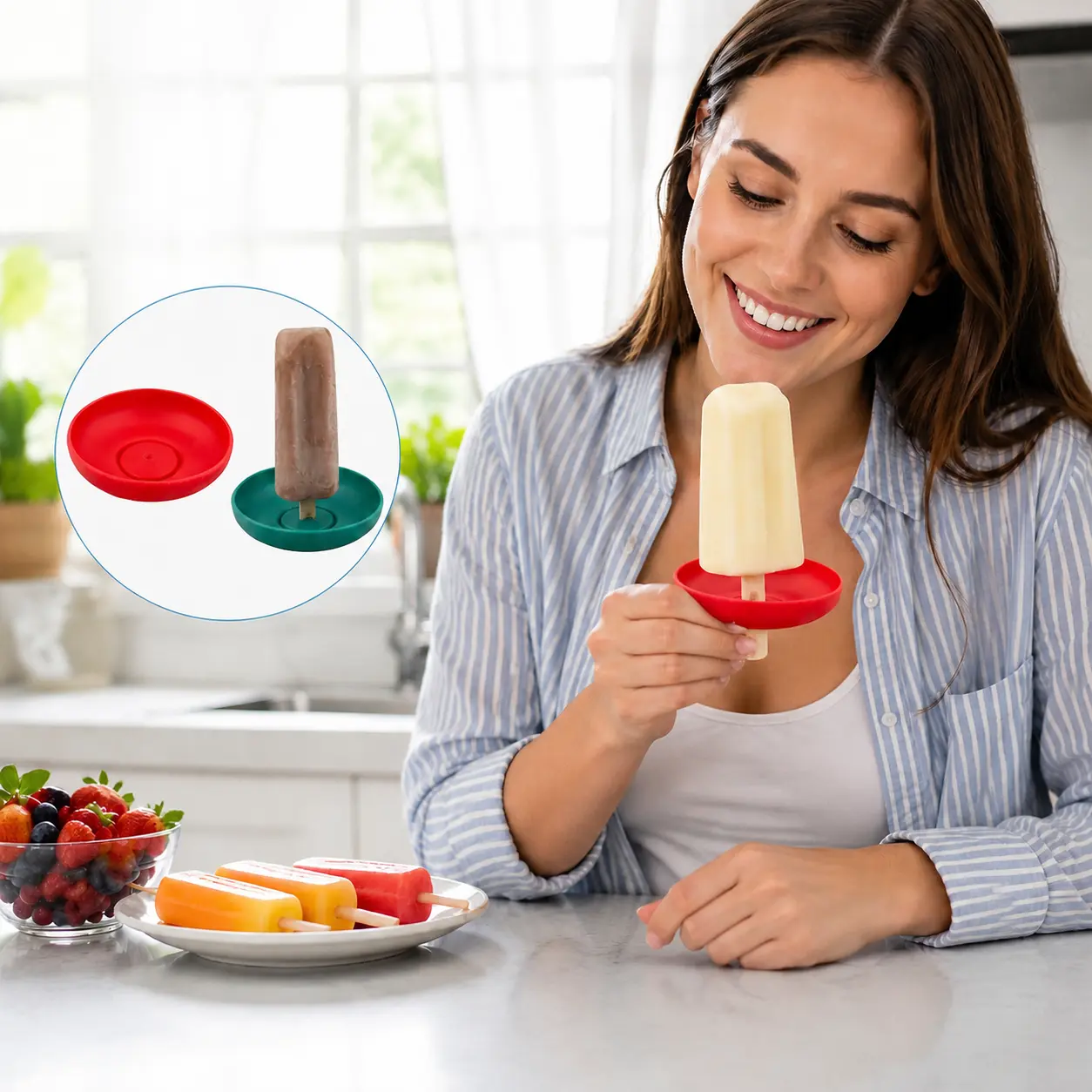 Reusable Drip-Free Frozen Treat Holder - Mess Catcher for Popsicles, Ice Cream Cones - Indoor Leisure Household Kitchen Accessory