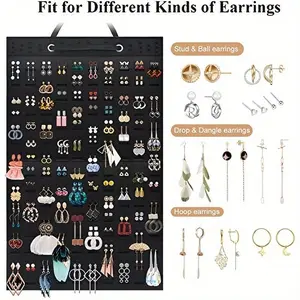 Earrings Organizer, Hanging Earring Holder Holds Up To 300 Pairs, Stud Earring Organizer Large Capacity Storage Earring Hanger, Earring Display Holder Brooch Pin Organizer For Women Girls-Black, Compartmentalized Organizers, Divided Compartments