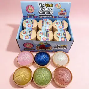 Blind Box Series Glitter Dumpling Squishy Toy With Steamer, AnxietyRelief, Surprise Unboxing, Perfect Gift Choice-Random color-Only 1pcs Dumplings Toy