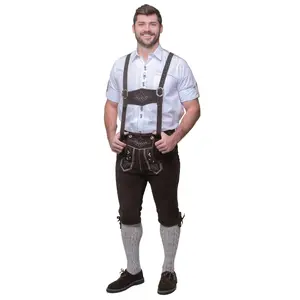 Dirndl Trachten Haus Brown Leather Lederhosen Pants - Bundhosen for Men