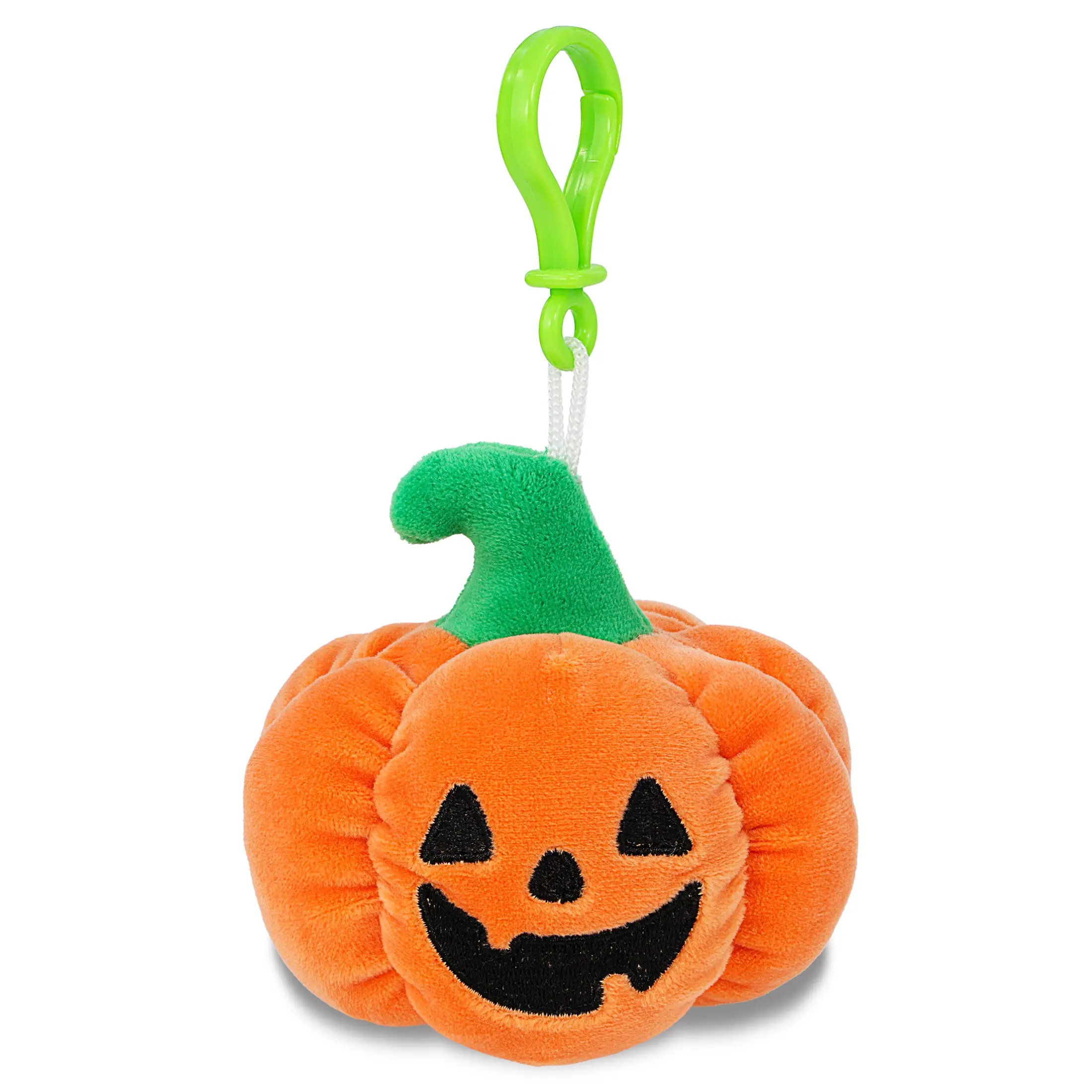 Jack-O-Lantern Plush Keychain for Halloween Aesthetic, Cute Polyester Pumpkin Bag Charm for Kids & Adults, Soft Squishy Backpack Clip, 4 Inch, 4Lx4wx4h Inches, 4" Size, Embroidered Face, Synthetic, Collectors Of Halloween Plush Keychains, 4 In & Above
