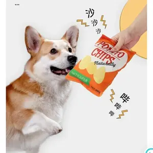 Crispy Potato Chips Cat & Puppy Toy, Crinkle Sound Squeaky Interactive Chew Toy
