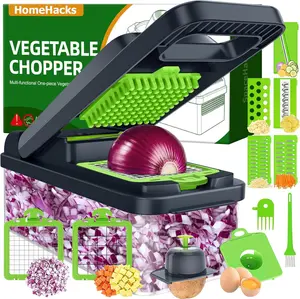 Vegetable Chopper Vegetable Cutter, 12 in 1 Kitchen Gadget, Dicer, Slicer, Onion Cutter, Salad, Cheese Grater & Egg Separator - Multi-Functional Veggie Chopper Lid with Handle