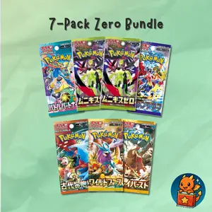 Japanese Pokémon 7-Pack Zero Bundle | 2x Munikis Zero, Battle Partners, Wild Force, Raging Surf, Clay Burst, Ancient Roar | Authentic Booster Packs