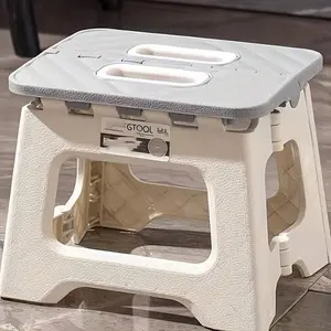 1PCS Portable Multi-Functional Gray Plastic Folding Stool, Versatile, Outdoor Camping Fishing Folding Stool, Home Car Convenient Storage Chair, Suitable For Home, Gardening, Easy To Clean, No Assembly Required