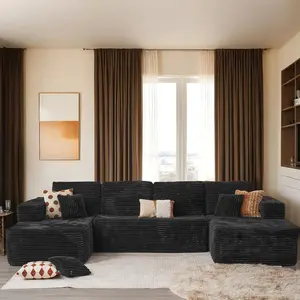 [3 Packs Shipped]132-inch U-Shaped Sectional Corduroy Sofa - Modern and Soft for Living Room, Comfortable, No Assembly Required, Popular Boneless Sectional Sofa for Multiple People, Cloud U-Shape Sectional Couch