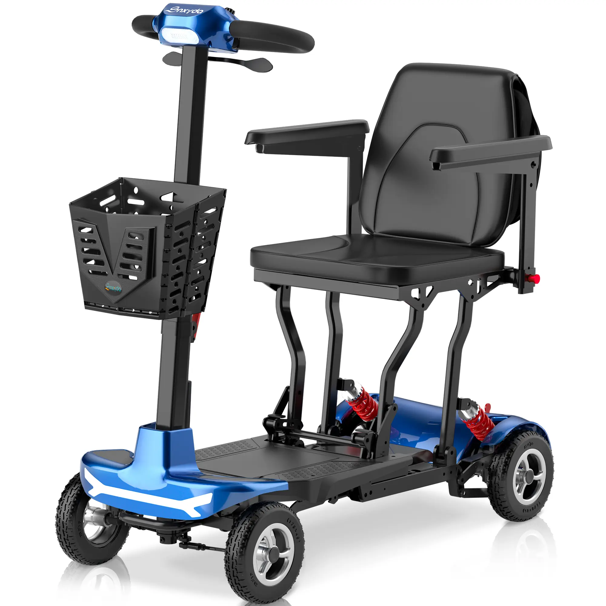 Freewink Premium Blue Foldable Auto-Folding Mobility Scooter for Seniors, 40 lbs Lightweight 4-Wheel Electric Scooter with Remote Control, 15Ah Battery, 14-mi Range, Foldable Scooter