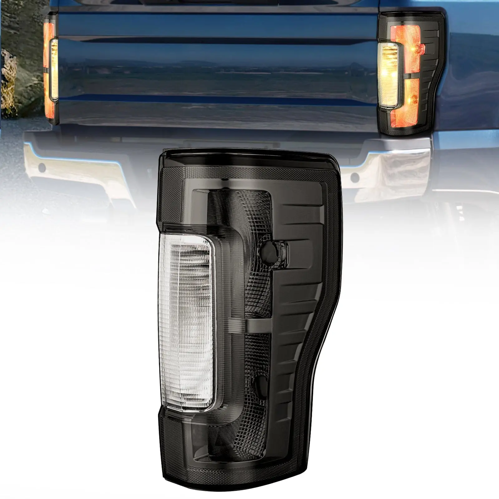Nilight OE-Style Rear Lamp Replacement Taillight Assembly - 2017-2019 Ford F250 F350 Super Duty, Car Lights, Smoke Lens, ABS Plastic, Shock-Resistant, DOT-Compliant, Durable, Easy Install, Enhanced Night Visibility, Bulb-Included, Single-Side Fitment