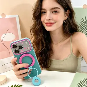 Mist Customized Neon MagSafe Phone Case for iPhone 16-17, Trendy Summer Color Block Design, Heavy Duty Drop Protection, Raised Camera Lens Guard, Anti-Slip Matte Texture, Magnetic Charging Support, Fashion Cover