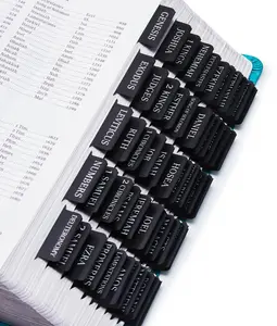 Laminated Bible Tabs for Women & Men - Large Print Tabs for Study Bibles, Boho Theme for Easy Navigation and Quick Reference - Easy-to-Read and Apply Tabs for All Ages-Black