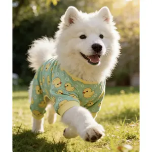 dog cat pajamas/yellow duck pet suit/cartoon pet jumpsuit/ Super cute little yellow duck pet pajamas for dogs and cats, soft breathable fabric, comfortable adorable cartoon durable pet clothe sleep clothes T-Shirt Lightweight Spring Summer accessories