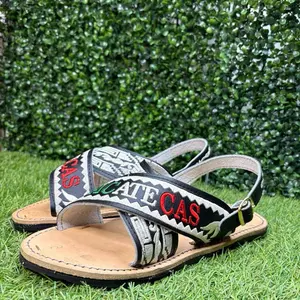 Handcrafted Leather Sandals with Ethnic Embroidery Adjustable Straps for Comfortable Summer Walking Shoes
