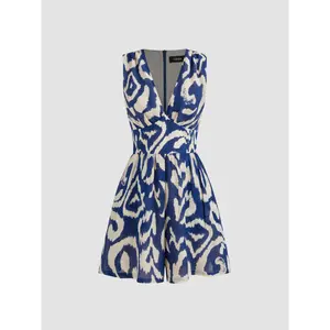 Cider [size 2-10] V-neck Abstract Pocket Zipper Romper