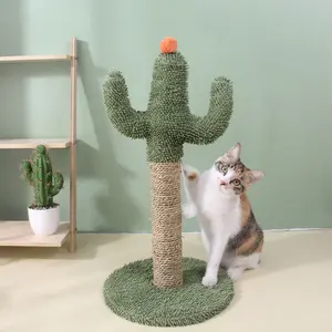 Cactus Cat Scratching Post Durable Sisal Scratcher with Hanging Plush Ball Anti-Tipping Base Unique Design for Pet Supplies