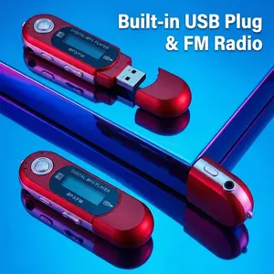 Plastic Mini MP3 Player, USB 2.0 Small Flash Drive, Lossless Sound, Multilanguage LCD Music Player with 3.5mm Audio Jack and Automatic Shutdown