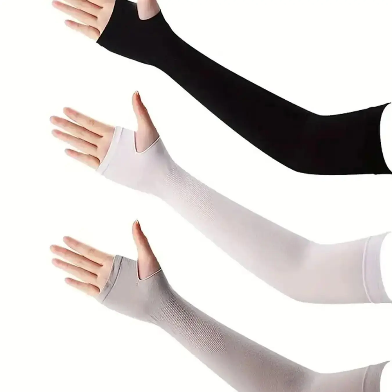 3 Pairs UV Protection Ice Silk Arm Sleeves, Ideal for Outdoor Activities, Perfect for Driving, Running, Hiking, Cycling, Keep Arms Cool and Protected