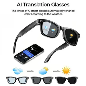 AI Smart Glasses with Camera, 8MP Photo & 1080P Video, Open-Ear Audio, Photo Recognition, Lightweight Wearable Glasses for Men Women with Photochromic Lenses Electronic