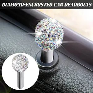 Car door lock cap - Glossy surface, suitable for interior car door locks, no tools required - Suitable for sedans, trucks, SUVs, vans - car decorative accessories, door accessories, vehicle customization, crystal decoration, Car interior accessory