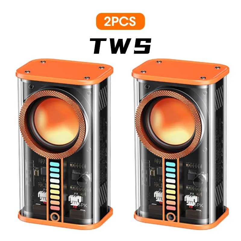 Everything Is Solar Transparent Cyberpunk Wireless Bluetooth Speaker Sound Light Rhythm Subwoofer TWS Stereo Music Center Hands-free Call