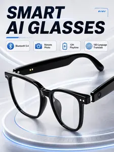 AI Smart Glasses for Men and Women, 180 Languages Translation Eyewear with Bluetooth 5.4, 12H Battery Life, Remote Photo Control, Retro Street Style for Daily Outdoor Travel