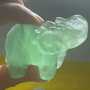 Fluorite elephant， crystal ，carving
